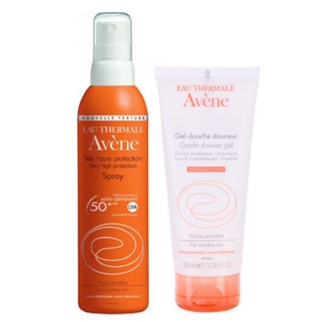 Авен набор спрей солнцезащитный SPF50 200мл+гель для душа 100мл