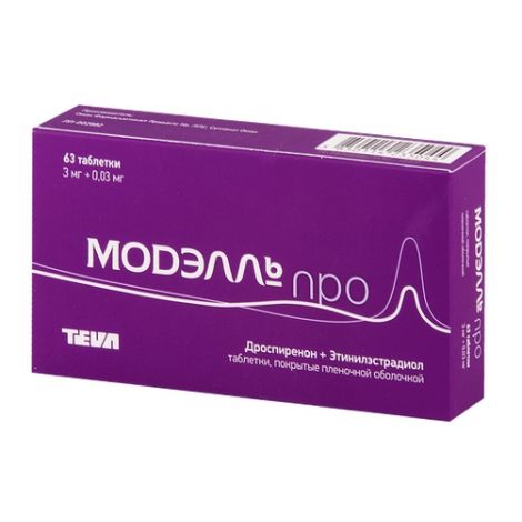 Модэлль Про таблетки покрытые оболочкой плёночной 3мг+0,03мг № 63