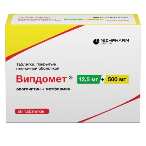 Випдомет таблетки покрытые пленочной оболочкой 12,5мг+500мг №56