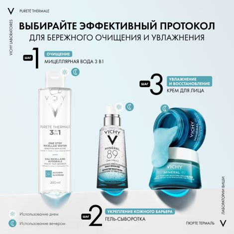 Виши Пюрте Термаль Мицеллярная вода с минералами для снятия макияжа с чувствительной кожи лица и вокруг глаз 200мл №6