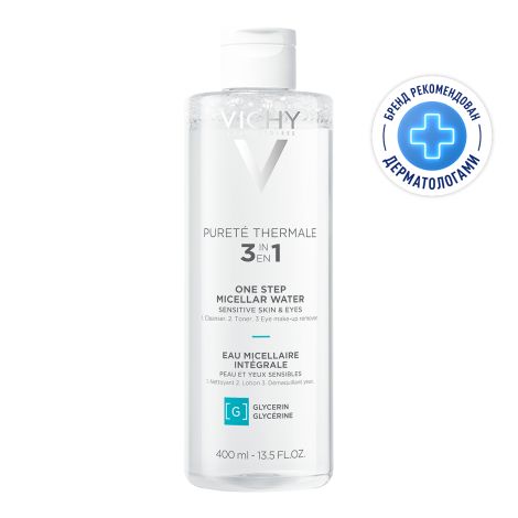 Виши Пюрте Термаль Мицеллярная вода с минералами для снятия макияжа с чувствительной кожи лица и вокруг глаз 400мл