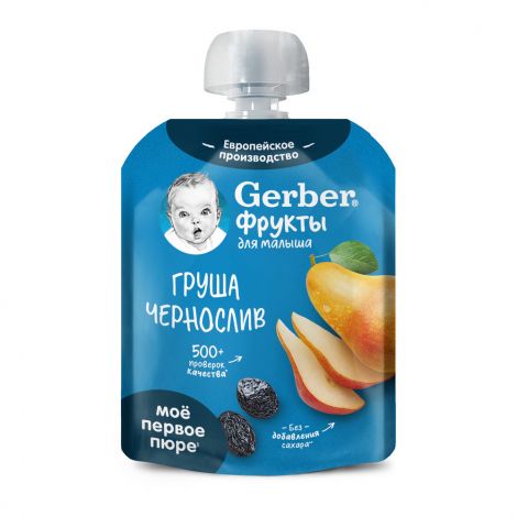 Гербер пюре груша/чернослив пауч 90г