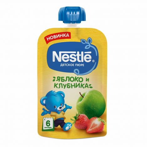 Нестле пюре Яблоко/Клубника Пауч 90г