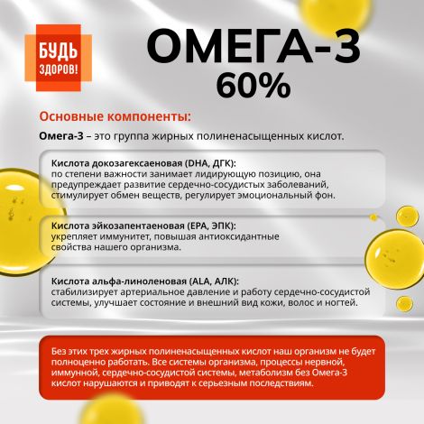 Будь Здоров! Омега-3 60% капсулы №30 №5