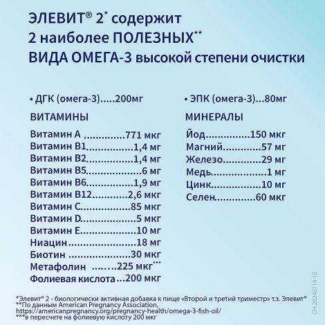 Элевит второй и третий триместр капсулы №30 №5