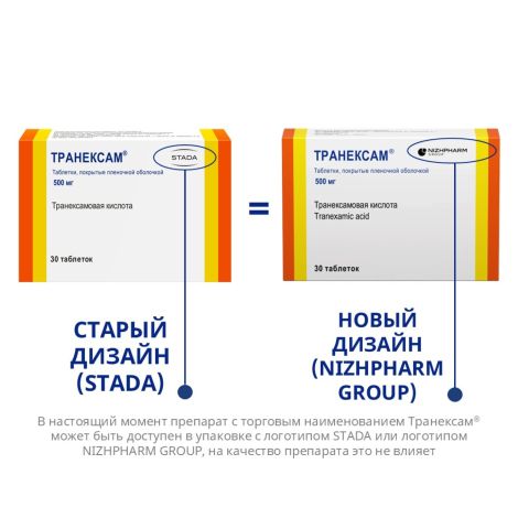Транексам таблетки покрытые пленочной оболочкой 500мг №30 №4