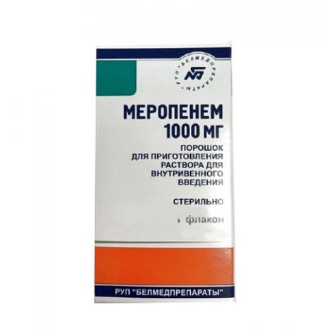 Меропенем пор.д/р-ра для в/в введ. 1000мг №1
