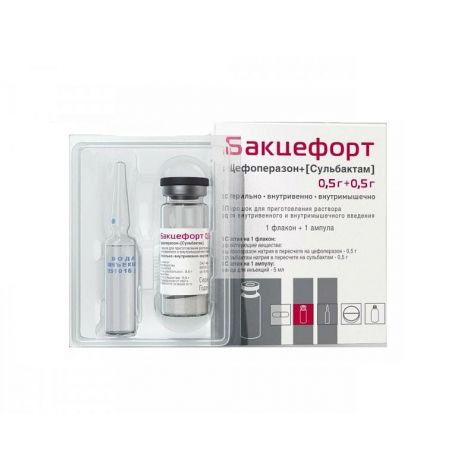 Бакцефорт пор.д/р-ра д/в/в и в/м введ. 0,5г+0,5г фл.№1