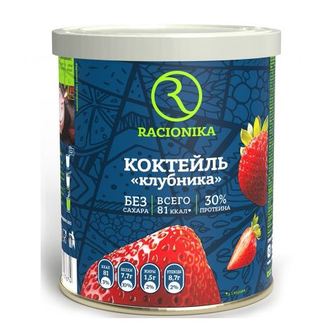 Рационика Диет коктейль клубника банка 350г