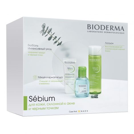 Биодерма Себиум набор крем Глобал интес. уход 30мл+лосьон 200мл+миц.вода 100мл