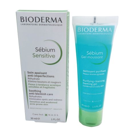 Биодерма Себиум набор крем Сенситив 30мл+гель очищающий 100мл