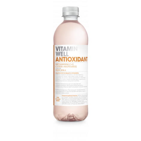 Ригла напиток Витамин Вэл Антиоксидант витамин C+Е+Se+Mn со вкусом персика б/а негаз. 0,5л