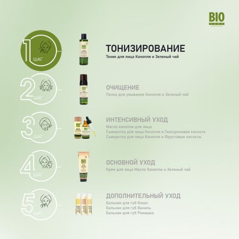 Биозон тоник для лица тонизирующий масло конопли и зеленый чай 200мл №2