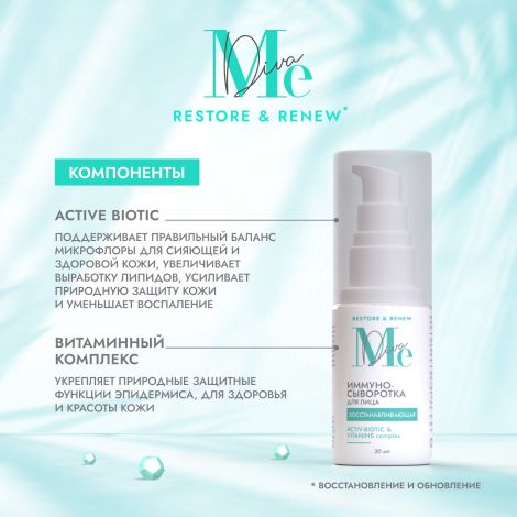 Медива РЕСТОР РЕНЬЮ иммуно-сыворотка для лица восстанавливающая Актив биотик 30мл №3