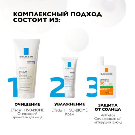 Ля Рош-Позе Эфаклар H Изо-Биом Успокаивающий восстанавливающий крем-уход для пересушенной проблемной кожи лица и вокруг глаз, склонной к прыщам, акне 40мл №5