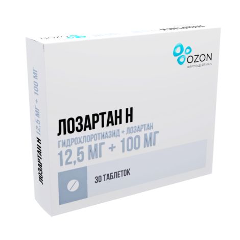Лозартан-Н таб.п/о плен. 12,5мг+100мг №30