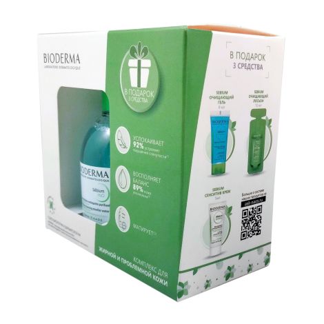 Биодерма Себиум Н2О вода миц. 100мл+гель очищ. 8мл+лосьон 10мл+сенситив крем для жирн./пробл. кожи 5мл №3