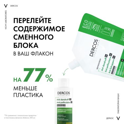 Виши Деркос DS интенсивный шампунь-уход против перхоти для сухих волос 500мл сменный блок №4