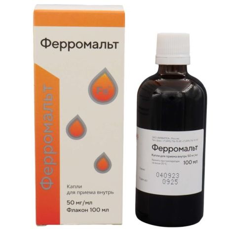 Ферромальт капли для приема внутрь 50мг / мл 100мл 