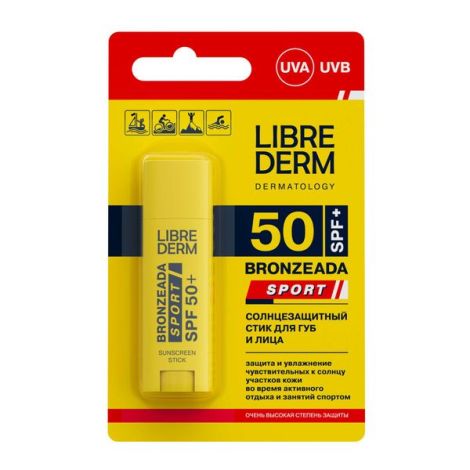 Либридерм Бронзиада Спорт стик для губ и лица солнцезащитный SPF50 4,8г