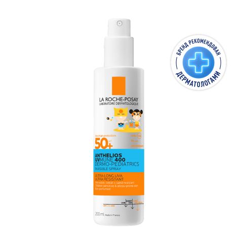 Ля Рош-Позе Антгелиос UVMUNE 400 Дермо-Педиатрикс Солнцезащитный детский спрей для лица и тела SPF 50+ PPD 27 200мл