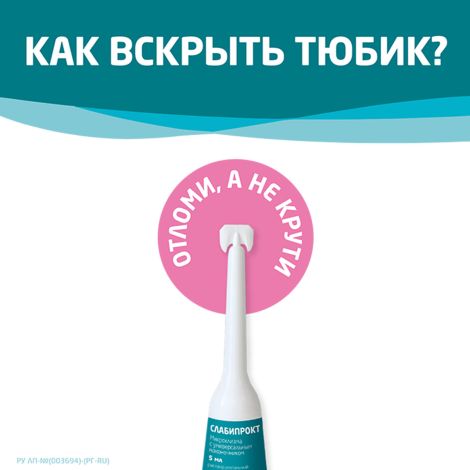 Слабипрокт микроклизма раствор ректальный 9мг / мл+90мг / мл+625мг / мл № 4 №4