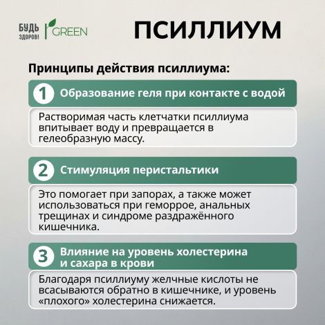 Будь Здоров! Грин Псиллиум 750мг капсулы № 30 №5