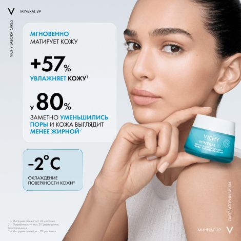 Виши Минерал 89 Матирующий гель-сорбет для лица с увлажнением 48ч 50мл №3