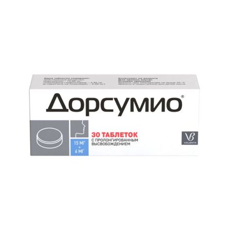 Дорсумио таблетки пролонг. высвоб. 15мг+6мг № 30