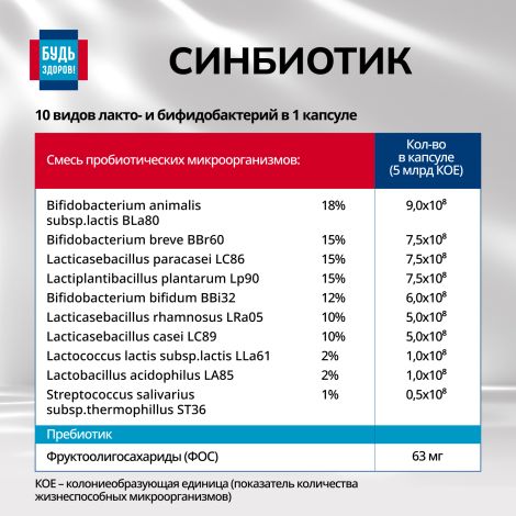 Будь Здоров! Синбиотик 5млрд. капсулы № 10 №6