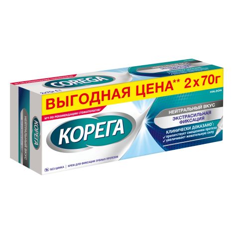 Корега крем для фиксации зубн.протезов нейтральный вкус 70г № 2 №2