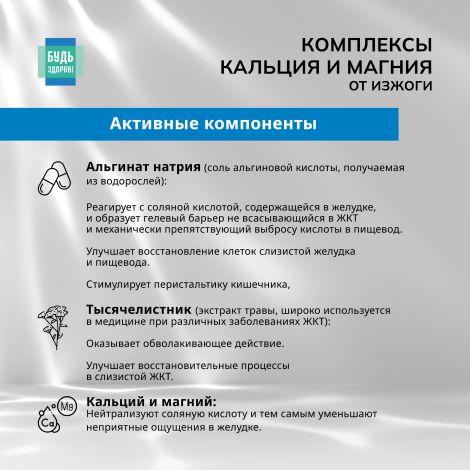 Будь Здоров! Комплекс альгината Na и тысячелистника таб.жев. №20 №3