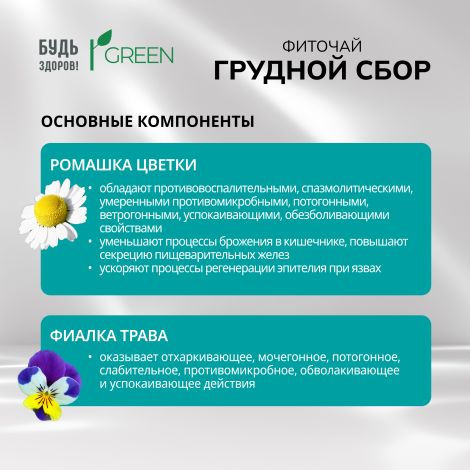 Будь Здоров! Грин фиточай Грудной сбор ф/п 2г №20 №4