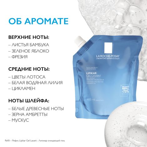 Ля Рош-Позе Липикар Лавант Успокаивающий гель для душа для чувствительной кожи детей и взрослых с маслом ши, рефил (сменный блок) 400мл №6