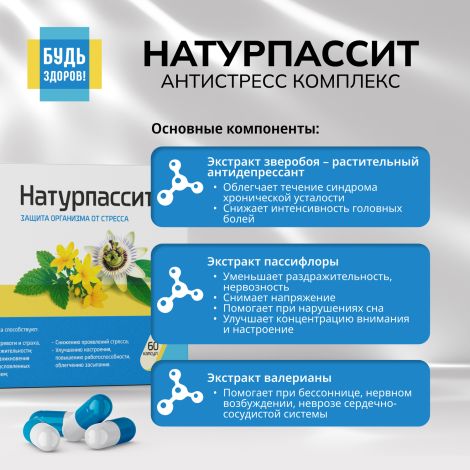 Будь Здоров! Натурпассит антистресс комплекс капс. №60 №4