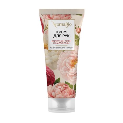 Аромабио крем для рук бархатный пион и масло розы 75мл