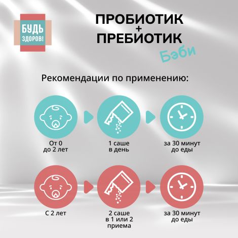 Будь Здоров! Пробиотик+Пребиотик Бэби 0+ 2 млрд. саше №10 №2