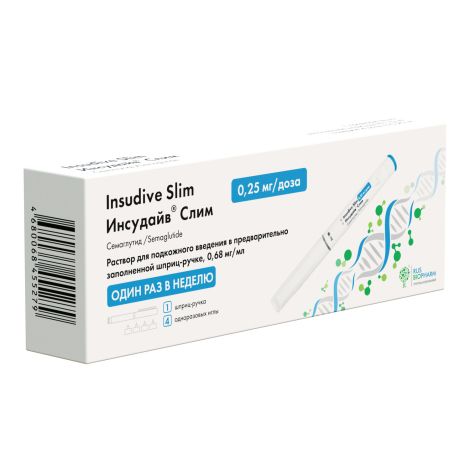 Инсудайв Слим раствор для подкожного введения 0,25мг/доза шприц-ручка 1,5мл №1/игла №4 №3
