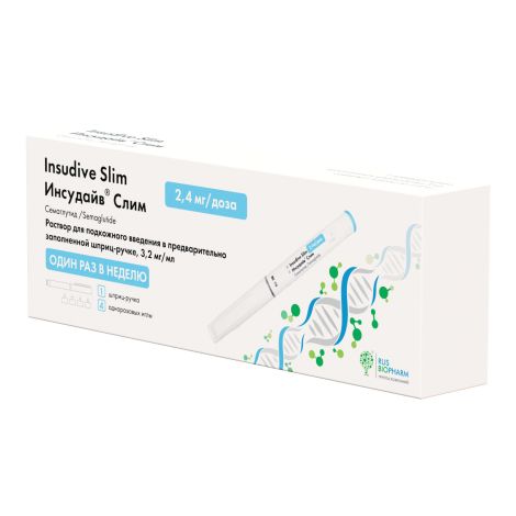 Инсудайв Слим раствор для подкожного введения 2,4мг/доза шприц-ручка 3мл №1/игла №4 №2