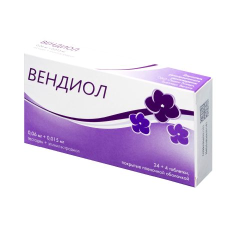 Вендиол таблетки покрытые пленочной оболочкой 0,06мг+0,015мг №28