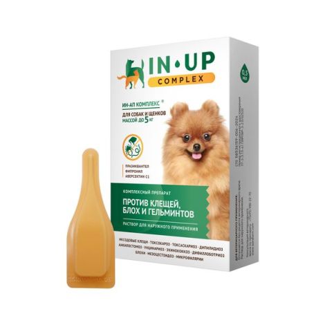 Ин-Ап комплекс раствор для собак и щенков массой до 5кг пипетка 100мг/50мг/4мг 0,5мл №2