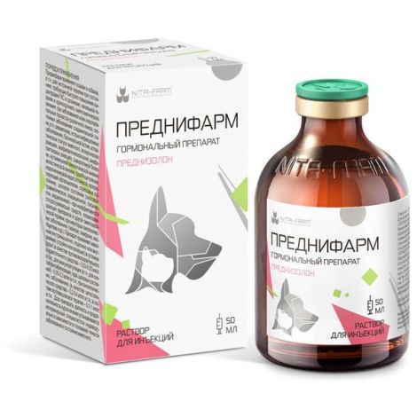 Преднифарм раствор для инъекций для кошек и собак флакон 10мг 50мл