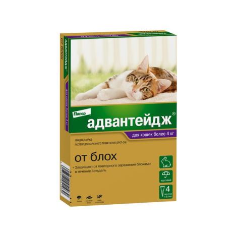 Адвантейдж капли на холку от блох 0,8мл №4 (для кошек весом более 4кг)