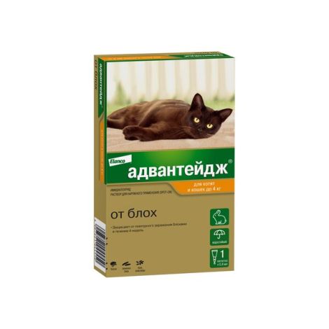 Адвантейдж капли от блох для котят и кошек весом до 4 кг 0,4мл №1