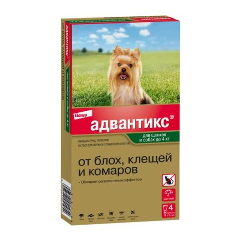 Адвантикс капли от блох, клещей и комаров для собак весом до 4 кг №4