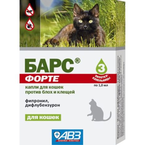 БАРС форте капли для кошек против блох и клещей (3 пип по 1.0 мл)