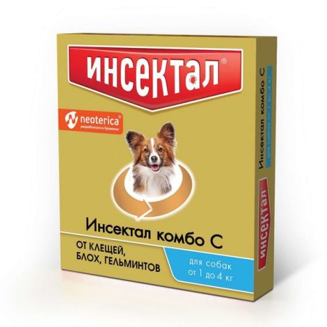 Инсектал комбо С раствор для собак весом от 1 до 4кг тюбик-пипетка 107,5мг/26,9мг 0,4мл