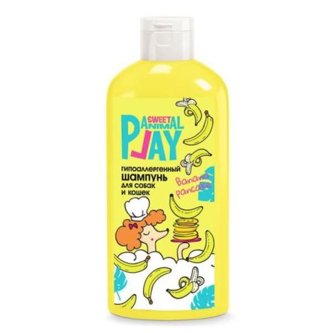ANIMAL PLAY SWEET Гипоаллергенный шампунь банановый панкейк для собак и кошек флакон 300мл