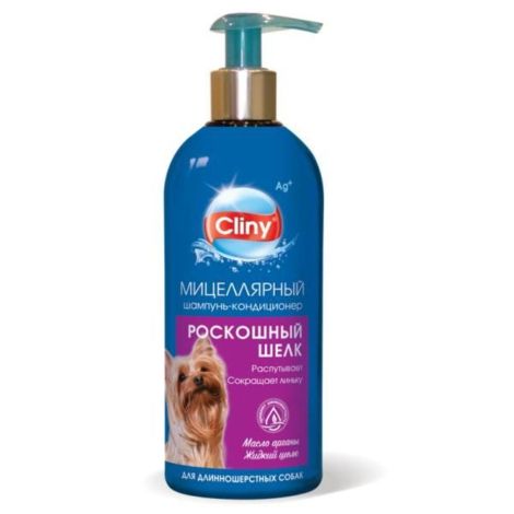 Cliny Роскошный шелк Шампунь-кондиционер для длинношерстных собак флакон 300мл