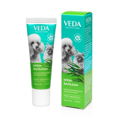 Крем-бальзам для собак и кошек ранозаживляющий фитокомплекс с маслом эвкалипта Veda туба 30мл